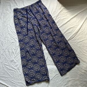 Hei Hei for Anthropologie Women’s Wide Leg Pants Medium Blue Pattern Full Length